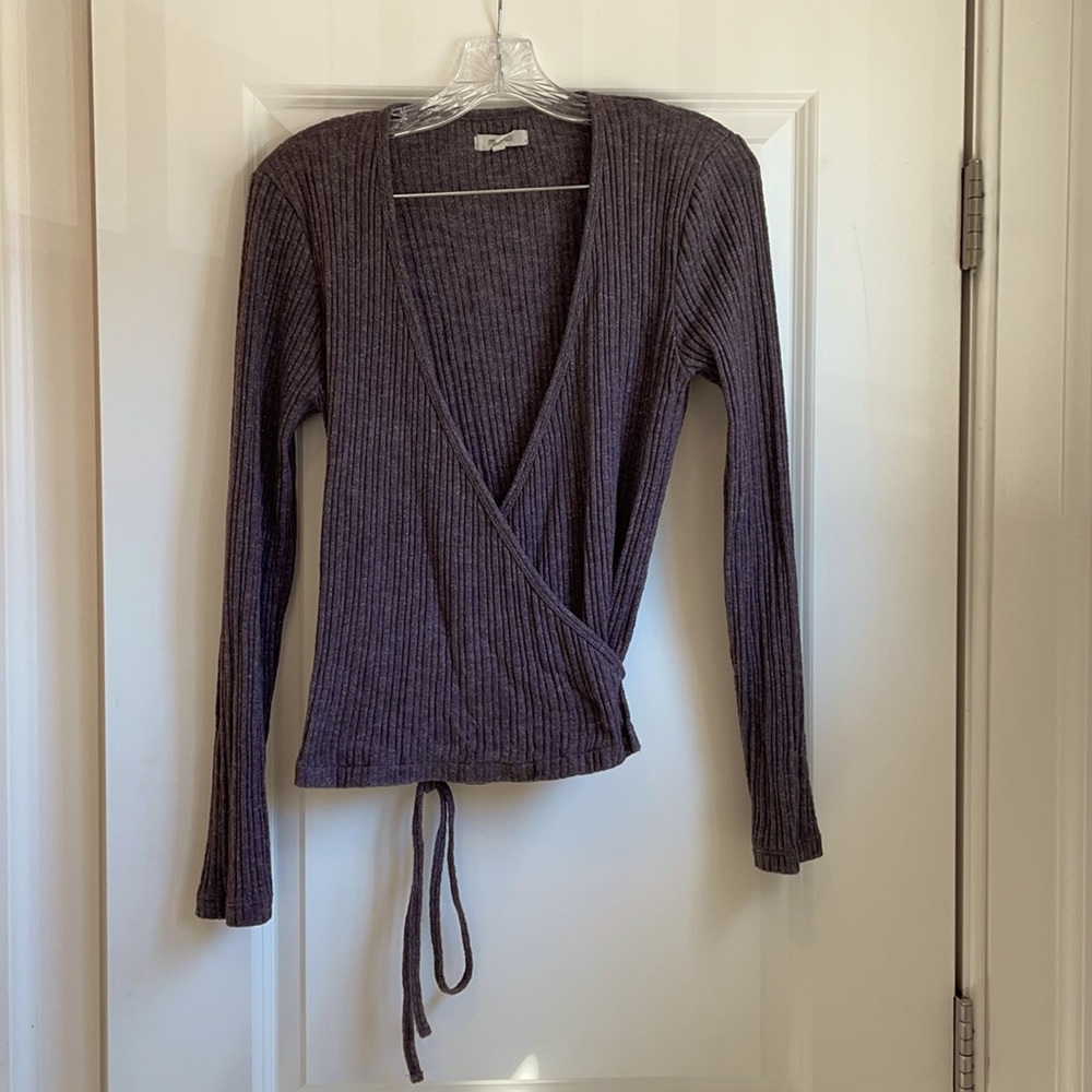 Madewell rib knit ballet style wrap sweater size L